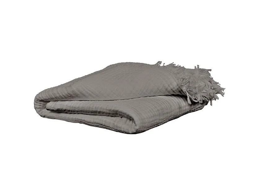 Plaid 130 x 160 cm en quadruple gaze de coton gris - PEPA 1