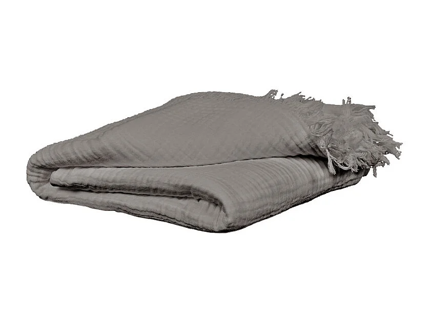 Plaid 130 x 160 cm en quadruple gaze de coton gris - PEPA 1