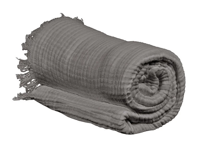 Plaid 130 x 160 cm en quadruple gaze de coton gris - PEPA 1