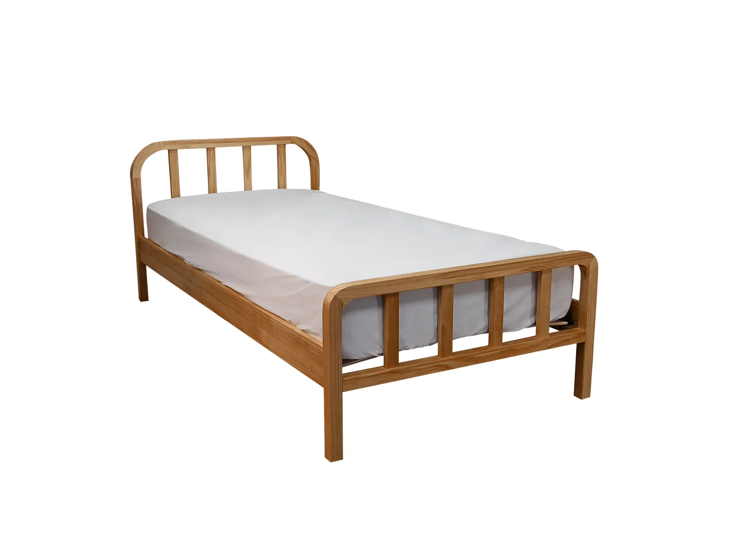 Lit enfant en pin massif tête de lit arrondie 90x190 - LT17019