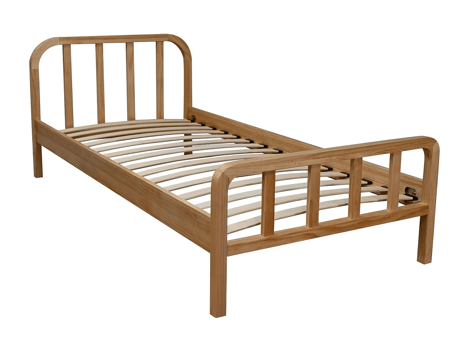 Lit enfant en pin massif naturel tête de lit arrondie 90x190 - LT17019