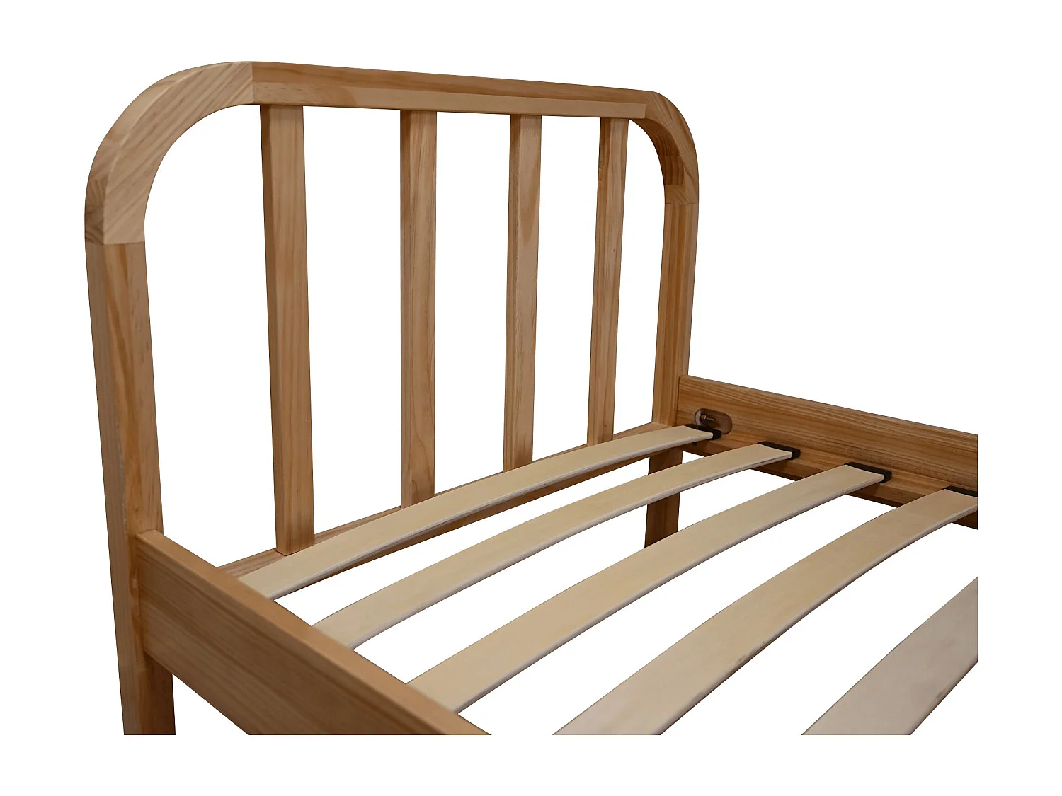 Lit enfant en pin massif naturel tête de lit arrondie 90x190 - LT17019