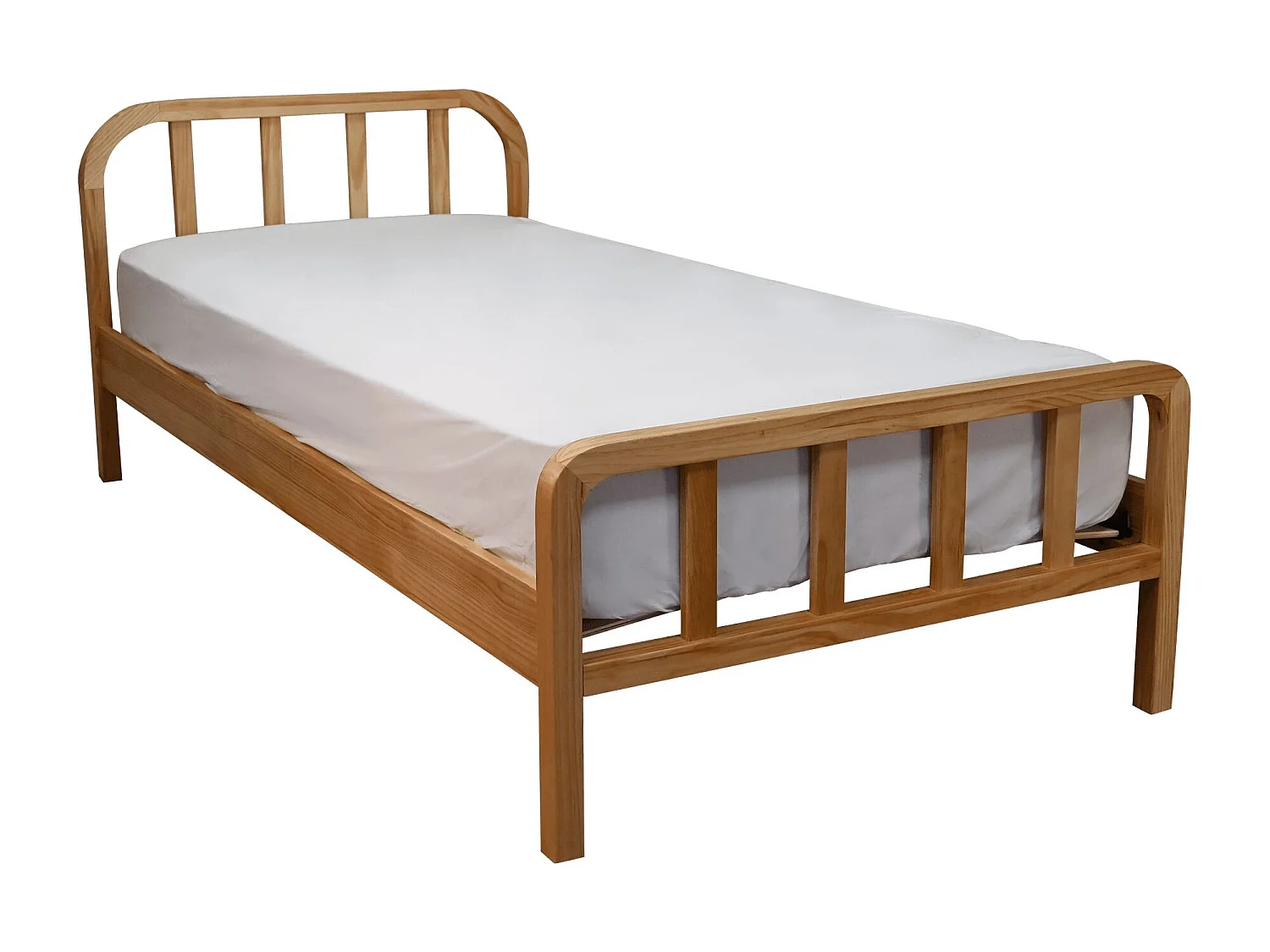 Lit enfant en pin massif naturel tête de lit arrondie 90x190 - LT17019