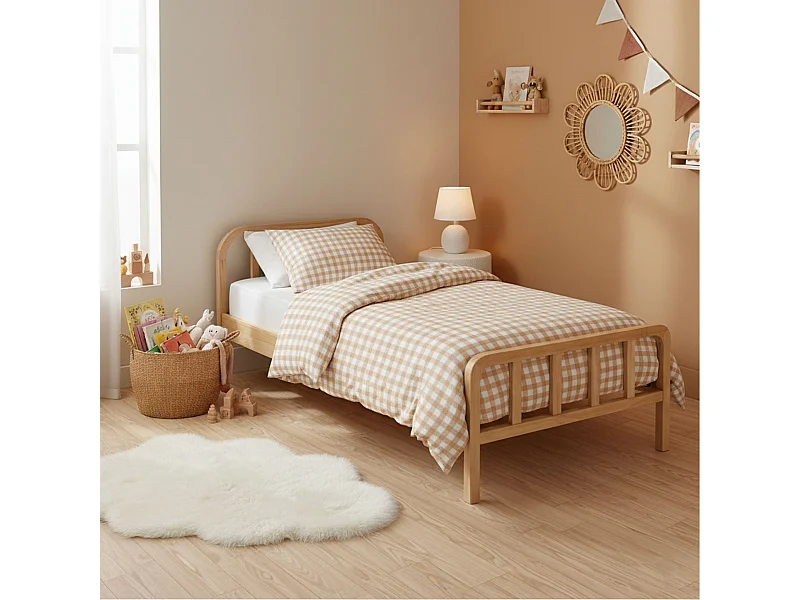 Lit enfant en pin massif naturel tête de lit arrondie 90x190 - LT17019