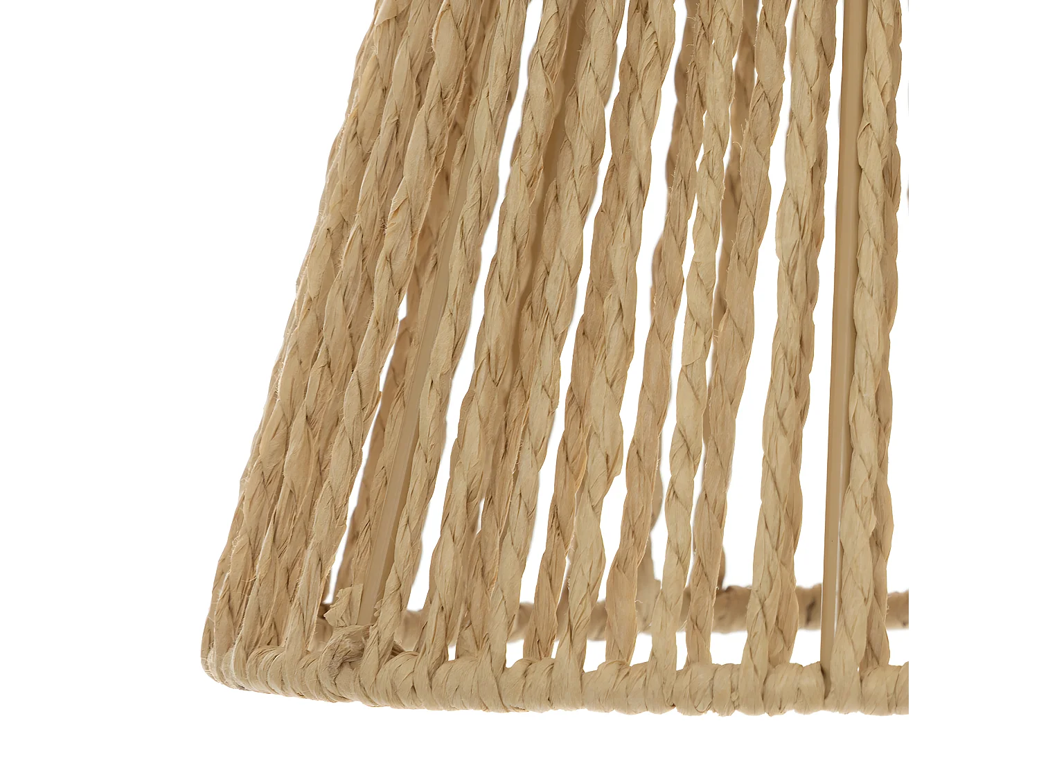 Luminaire Suspension 3 Lampes en métal et corde Beige L 65 cm