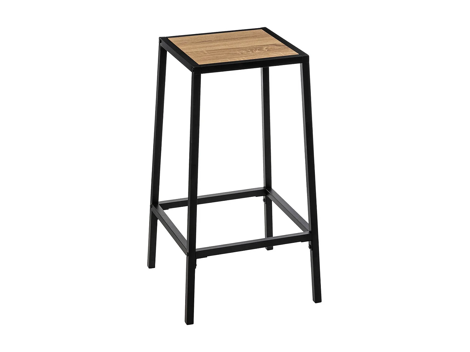 Lot de 2 Tabourets de Bar en métal Noir et assise en Bois