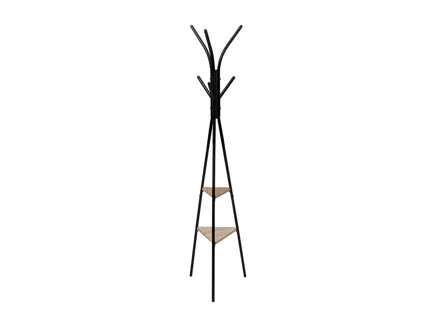 Perchero de Pie Jano 6 colg. 2 Estantes Estilo Industrial Negro 175 cm