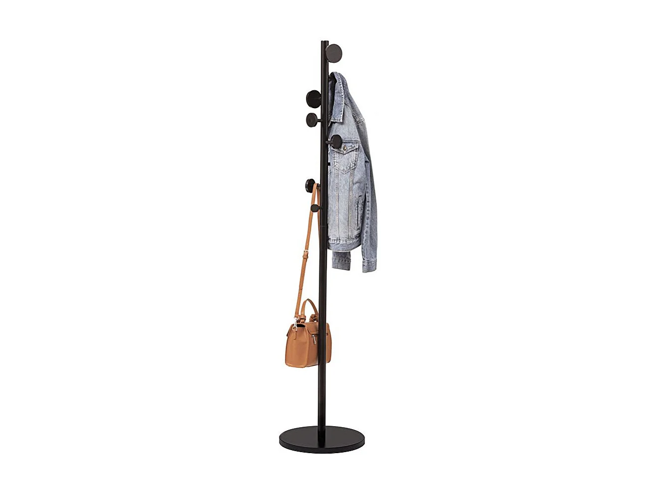 Porte-manteaux 8 Patères en bois Noir H 176 cm