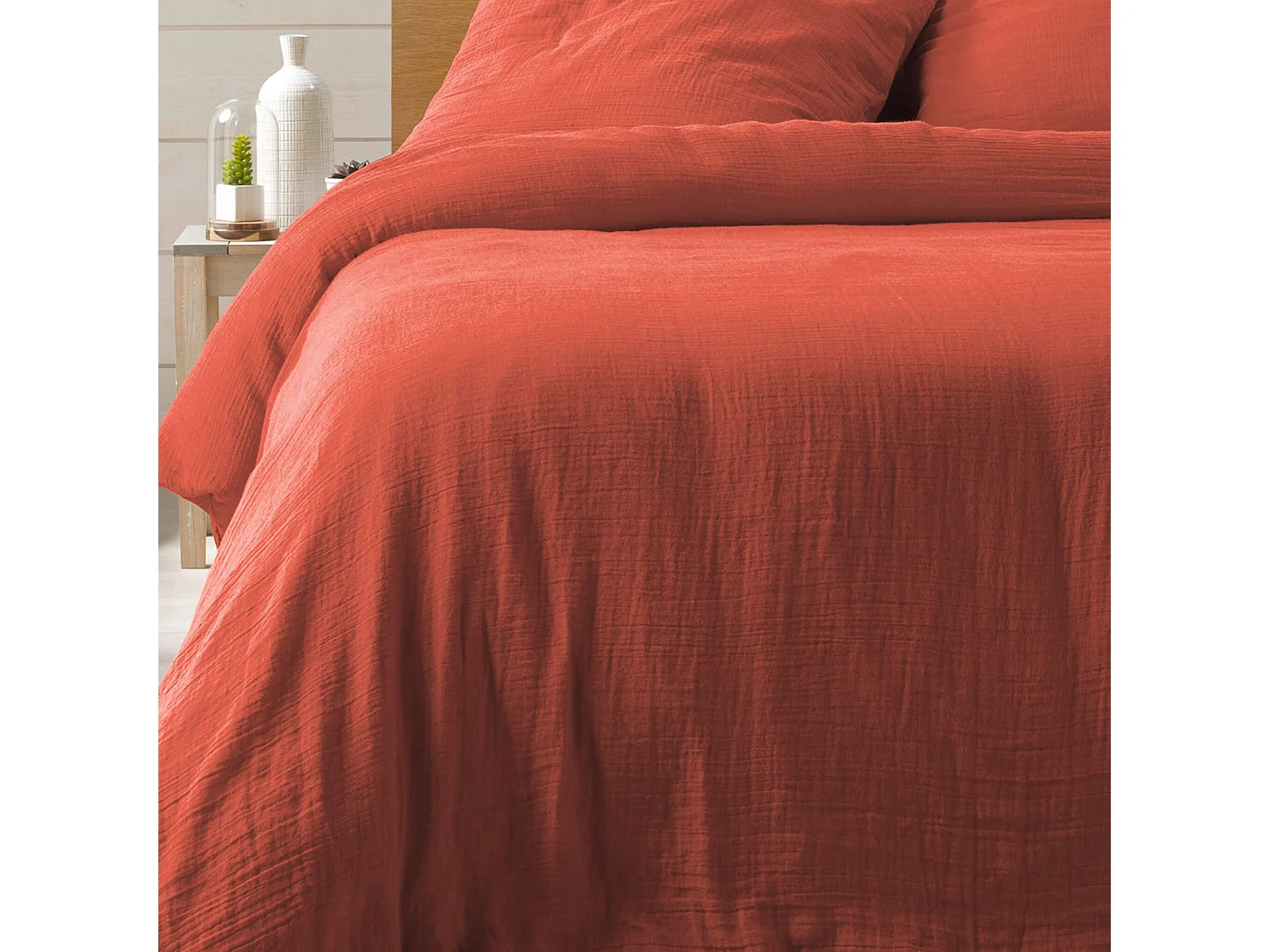 Parure de Lit 3 Pièces "Angelia" 240x220cm Terracotta