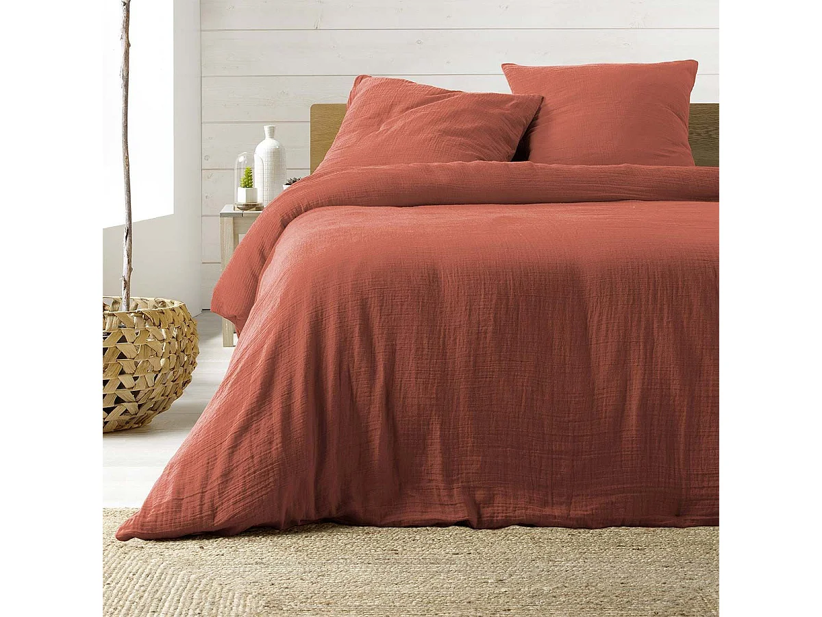 Parure de Lit 3 Pièces "Angelia" 240x220cm Terracotta