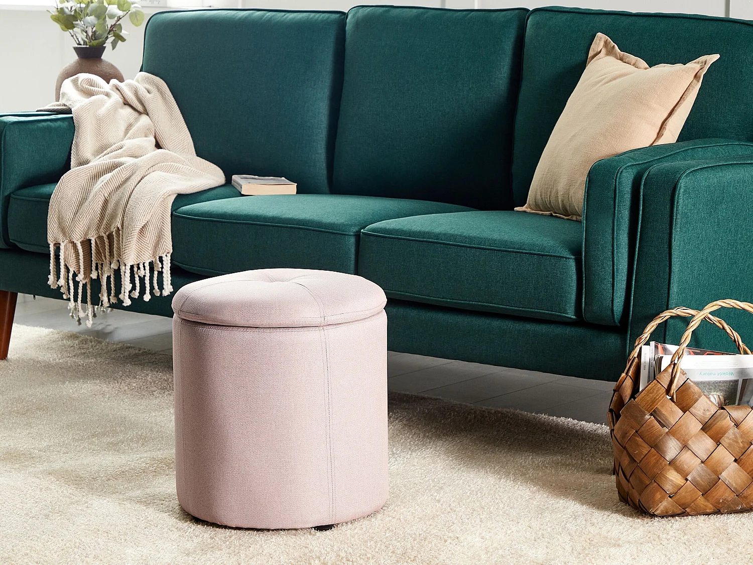 Poef met opbergruimte MARYLAND Roze 38 cm 38 cm 40 cm