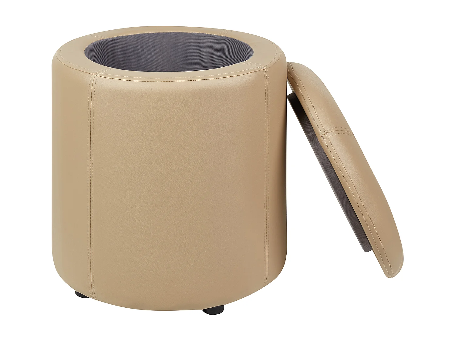 Pouf de rangement MARYLAND Cuir PU Beige