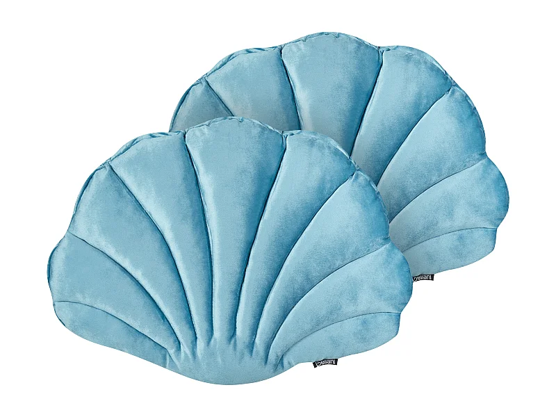 Dekokissen 2er Set CONSOLIDA Samtstoff 47 x 35 cm Hellblau Ohne Muster