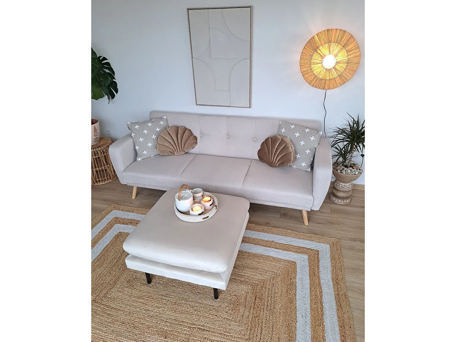 Dekokissen 2er Set CONSOLIDA Samtstoff 47 x 35 cm Sandbeige Ohne Muster