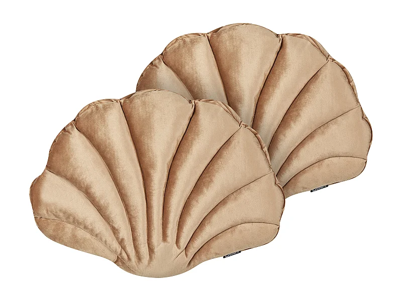 Dekokissen 2er Set CONSOLIDA Samtstoff 47 x 35 cm Sandbeige Ohne Muster