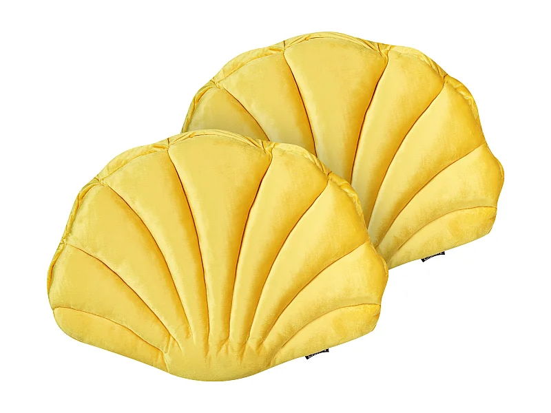 Lot de 2 coussins décoratifs CONSOLIDA Velours 47 x 35 cm Jaune Unicolore