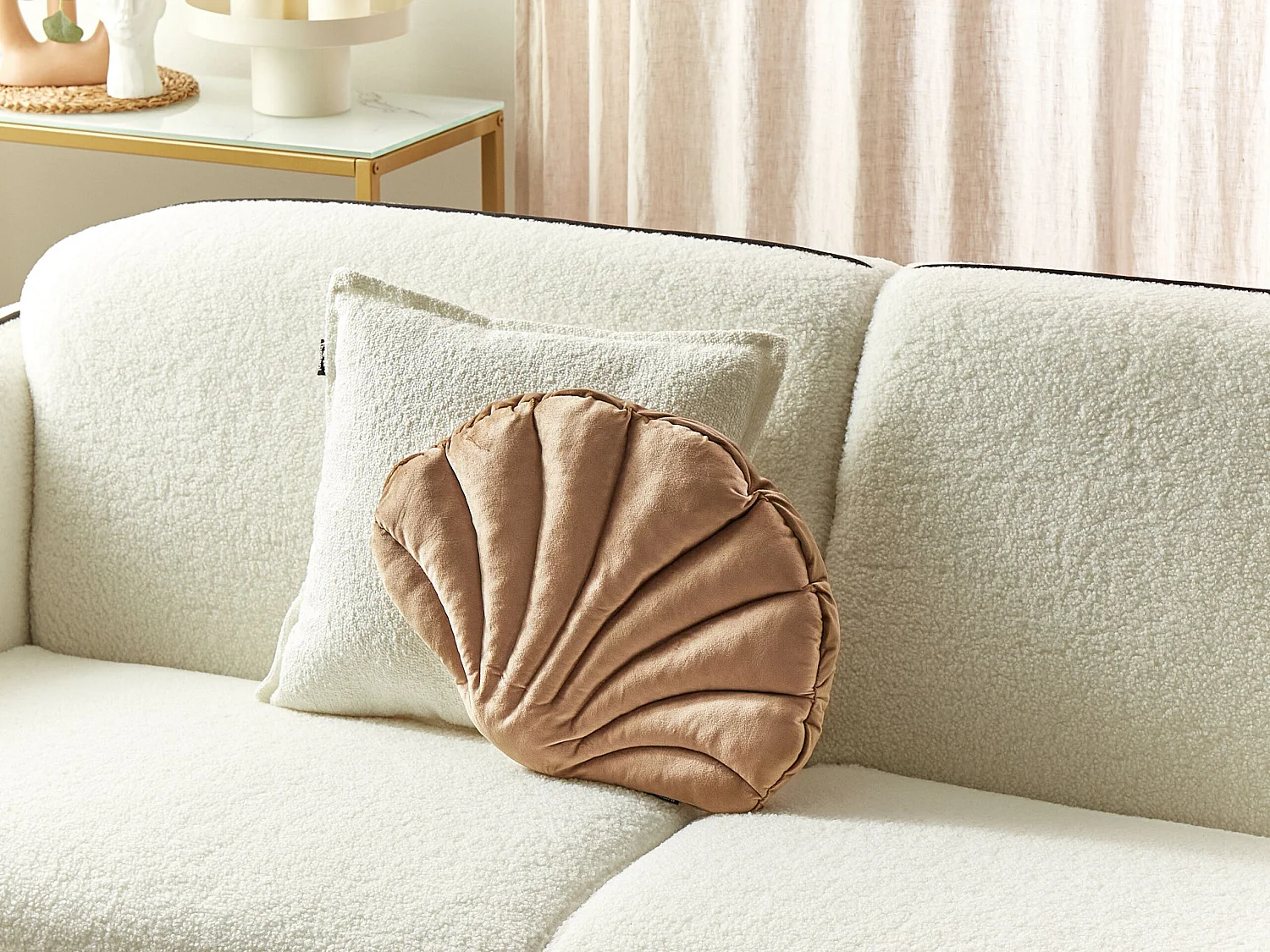 Coussin CONSOLIDA Velours 47 x 35 cm Beige sable Unicolore