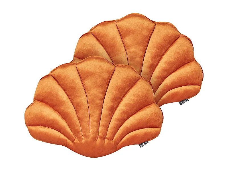 Dekokissen 2er Set CONSOLIDA Samtstoff 47 x 35 cm Orange Ohne Muster