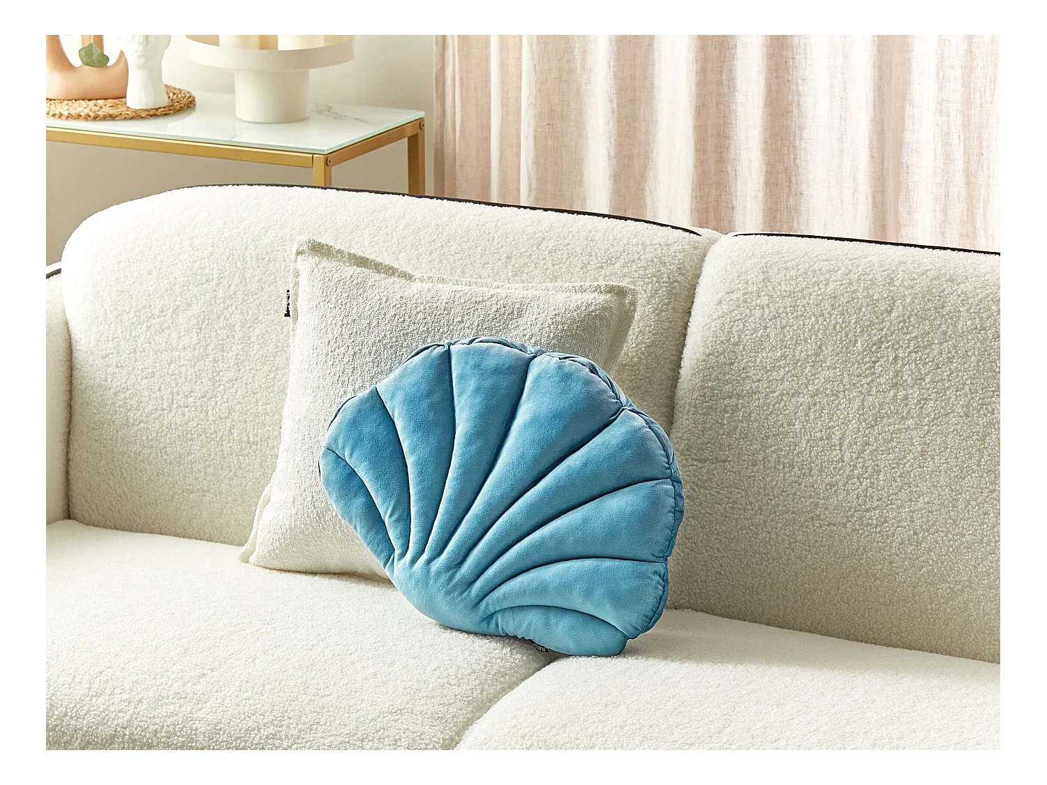 Sierkussen CONSOLIDA Fluweel 47 x 35 cm Lichtblauw Effen