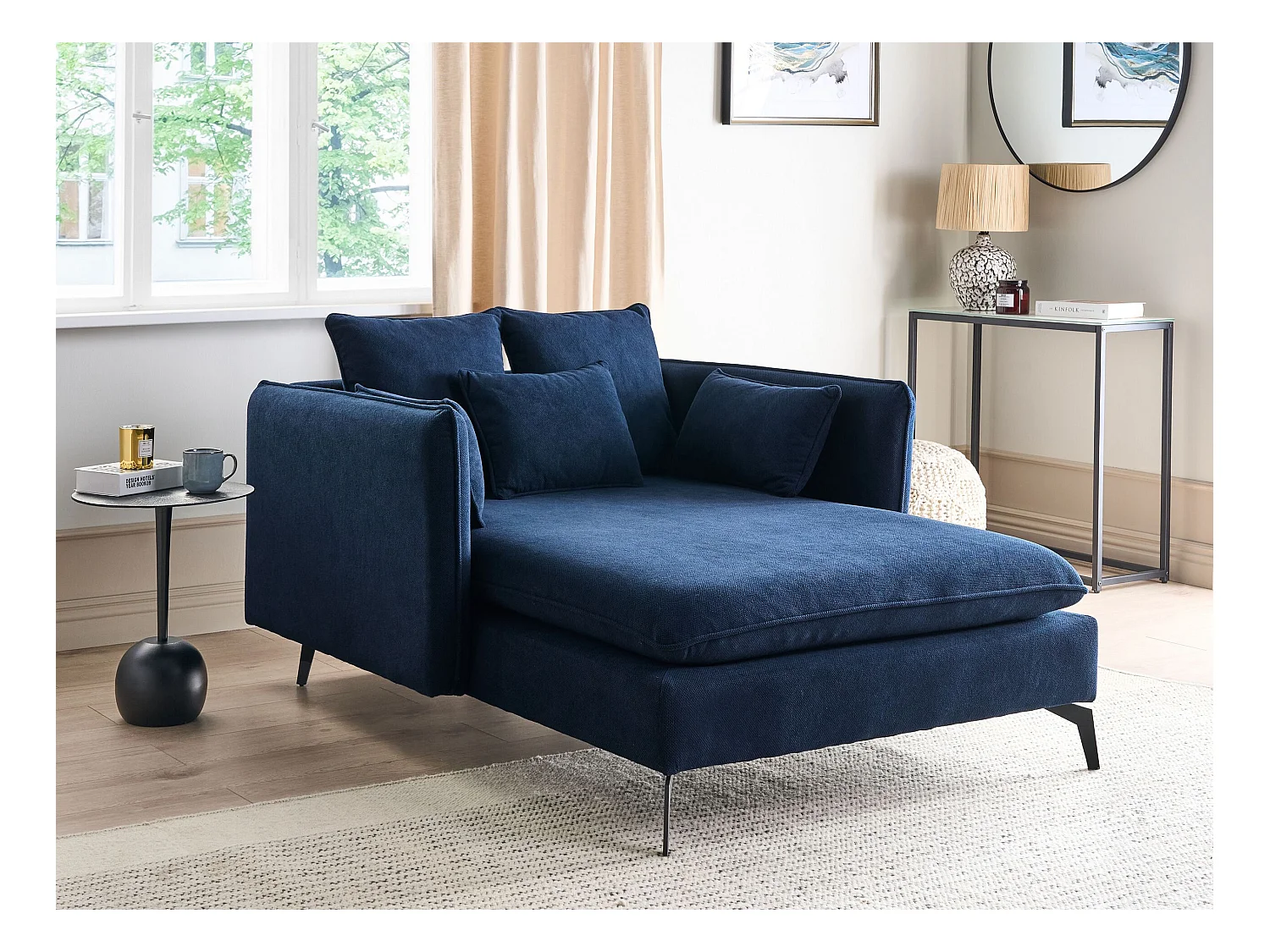 Chaise longue CHARMES Tissu Bleu marine