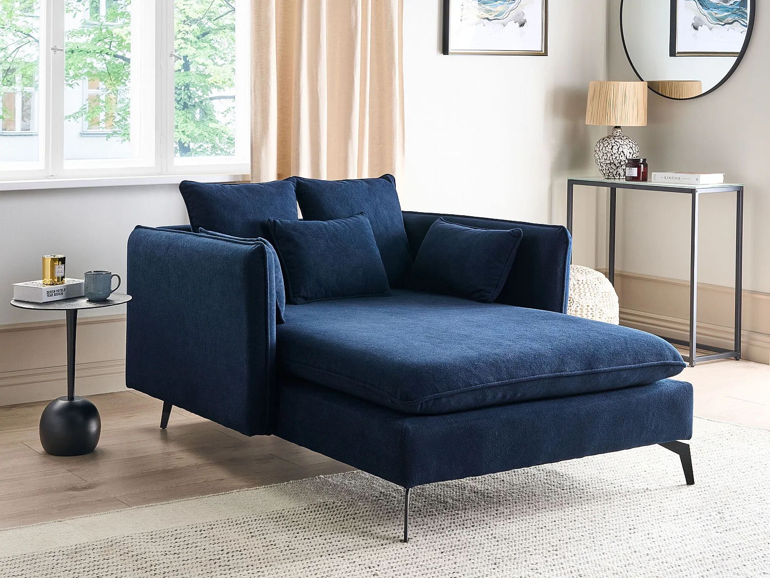 Chaise longue CHARMES Tissu Bleu marine