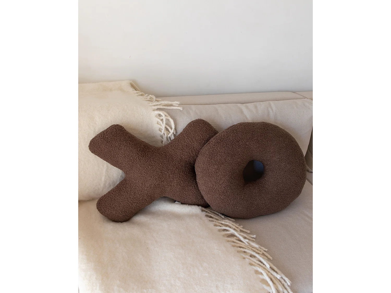 Dekokissen 2er Set HESPERIS Bouclé Braun Ohne Muster