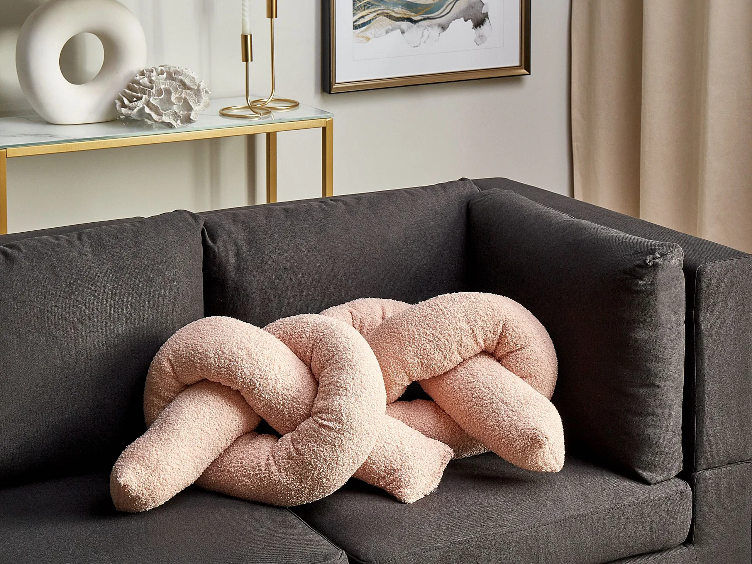 Lot de 2 coussins décoratifs GLADIOLUS Bouclé 172 x 14 cm Rose Unicolore