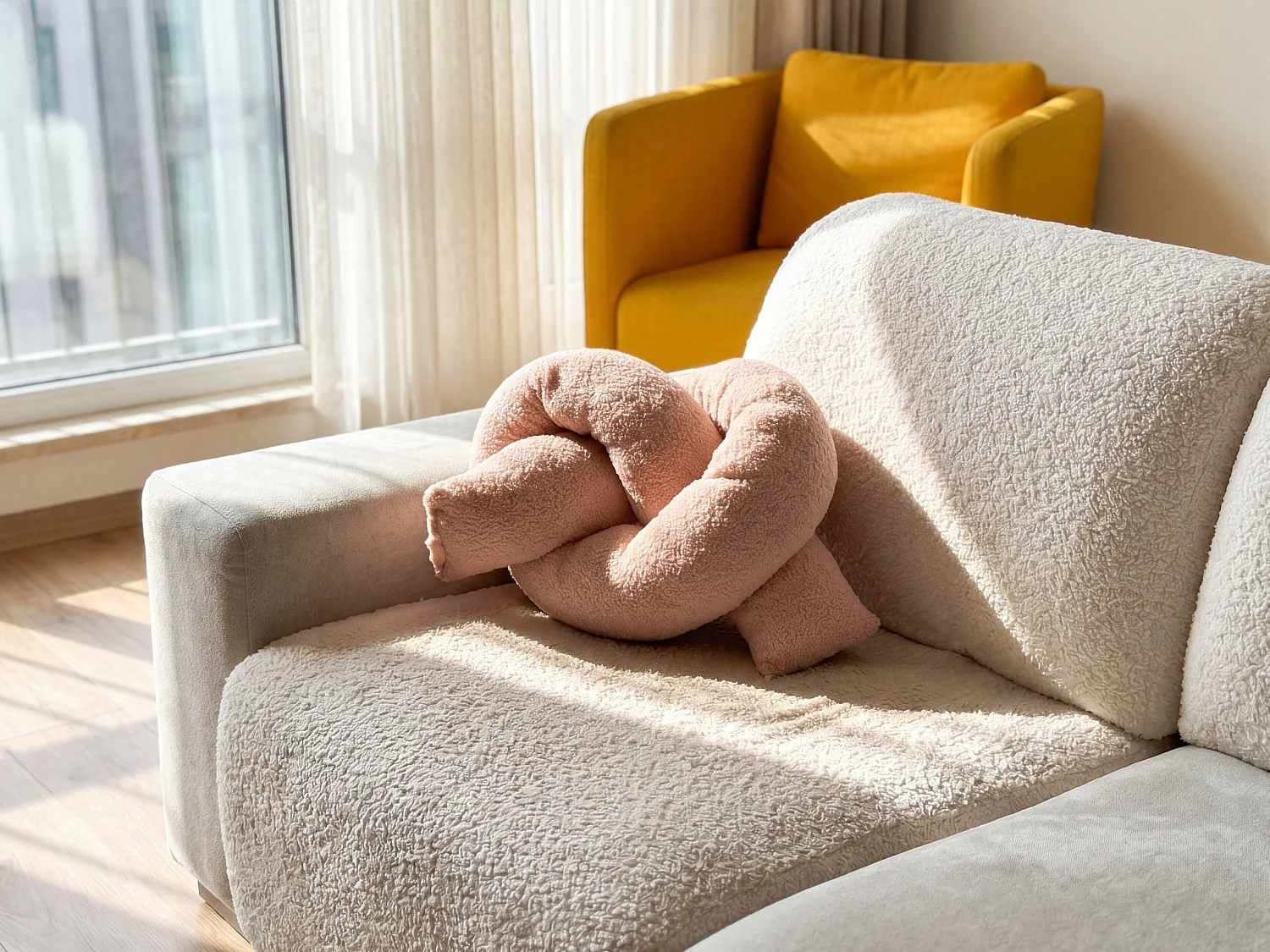 Lot de 2 coussins décoratifs GLADIOLUS Bouclé 172 x 14 cm Rose Unicolore