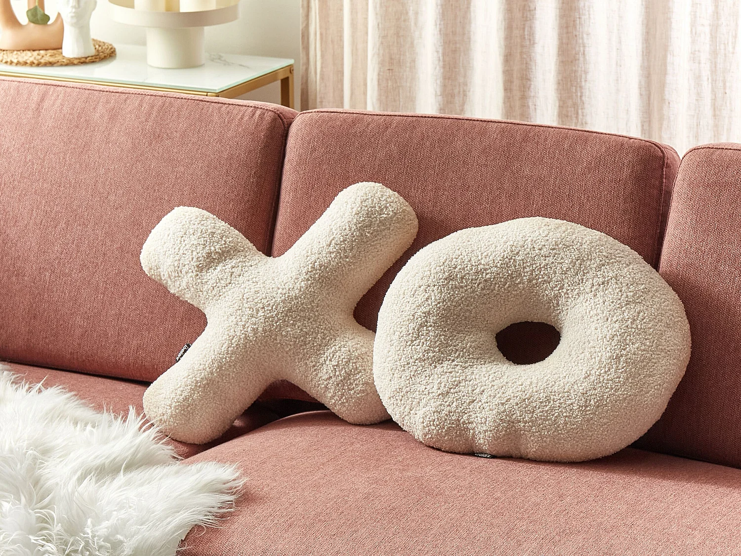 Set van 2 decoratieve kussens HESPERIS Bouclé Beige Effen