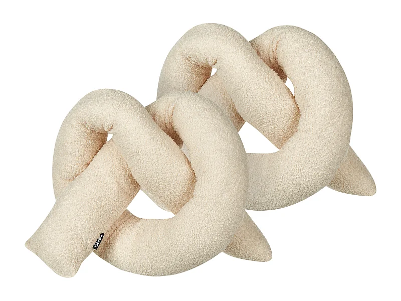 Conjunto de 2 almofadas decorativas GLADIOLUS Bouclé 172 x 14 cm Creme Sólido