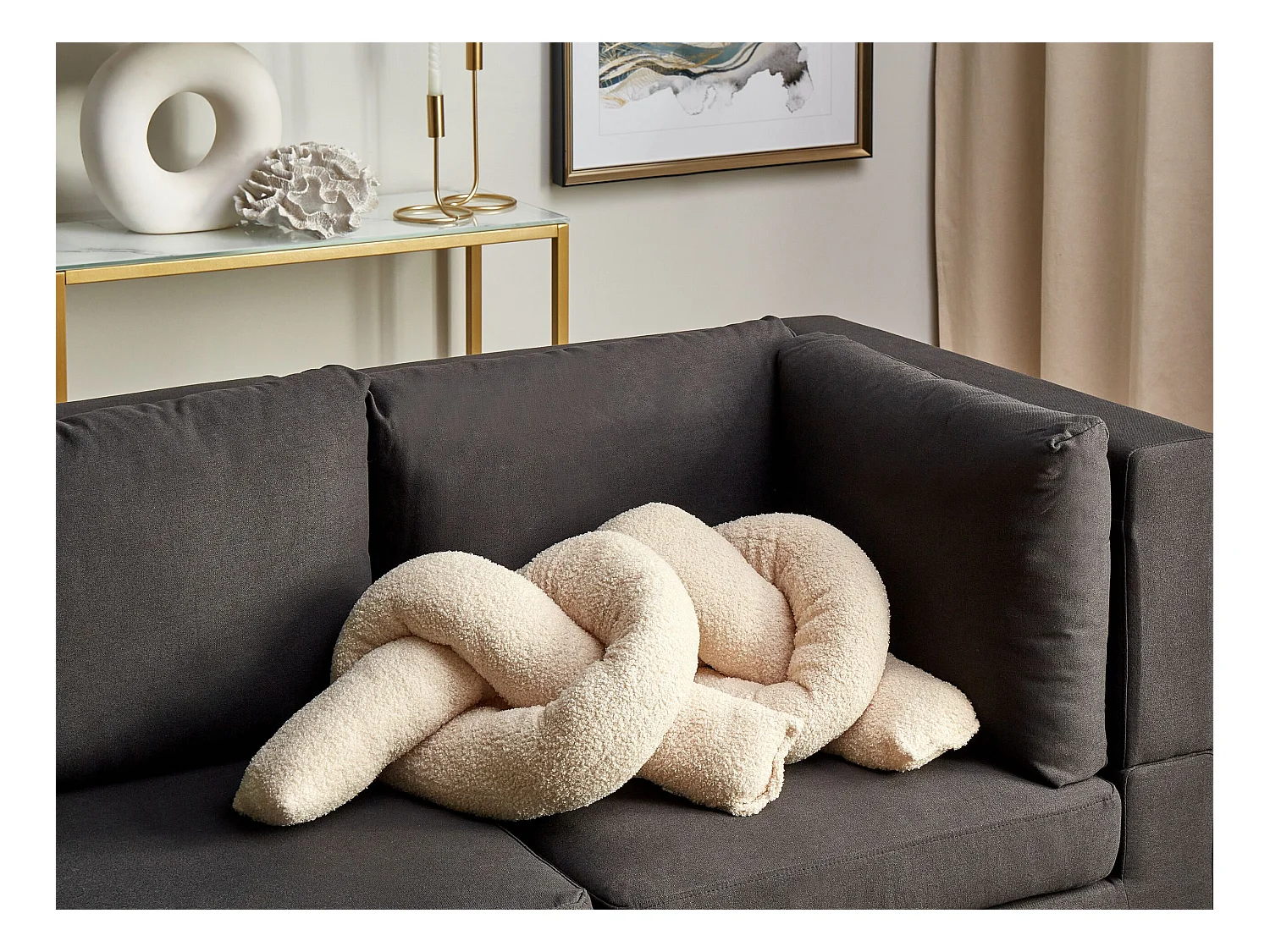 Dekokissen 2er Set GLADIOLUS Bouclé 172 x 14 cm Beige Ohne Muster