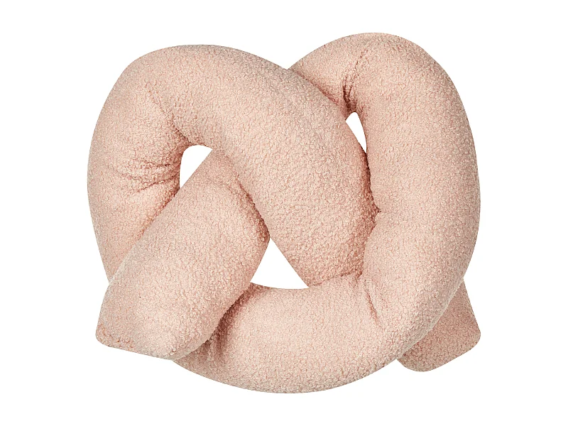 Knoten-Dekokissen mit Füllung Teddy-Optik Webpelz rosa Bretzelform Gladiolus