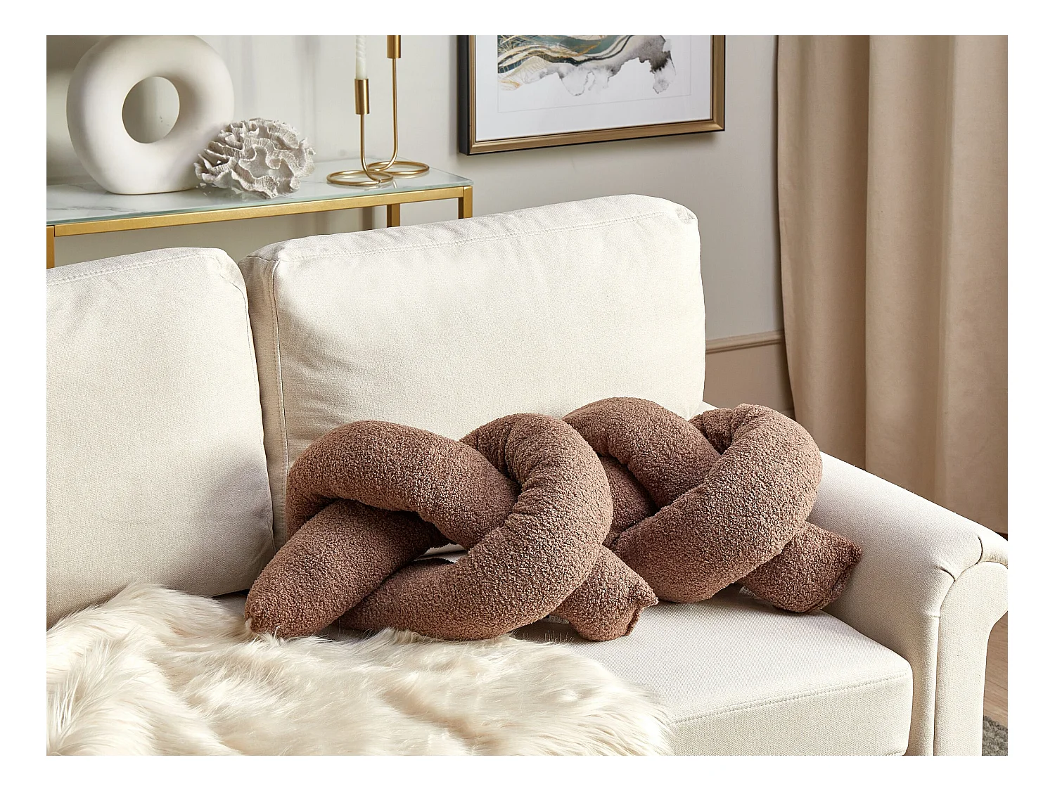 Dekokissen 2er Set GLADIOLUS Bouclé 172 x 14 cm Braun Ohne Muster