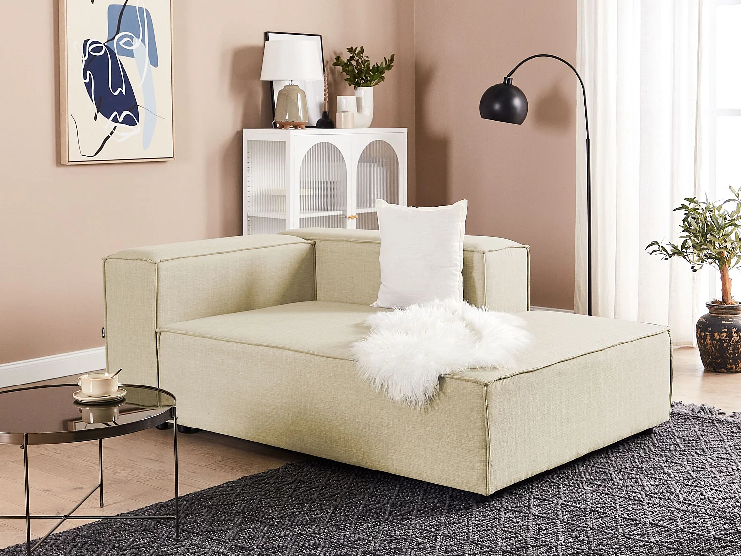 Chaise longue APRICA Kunstlinnen Beige