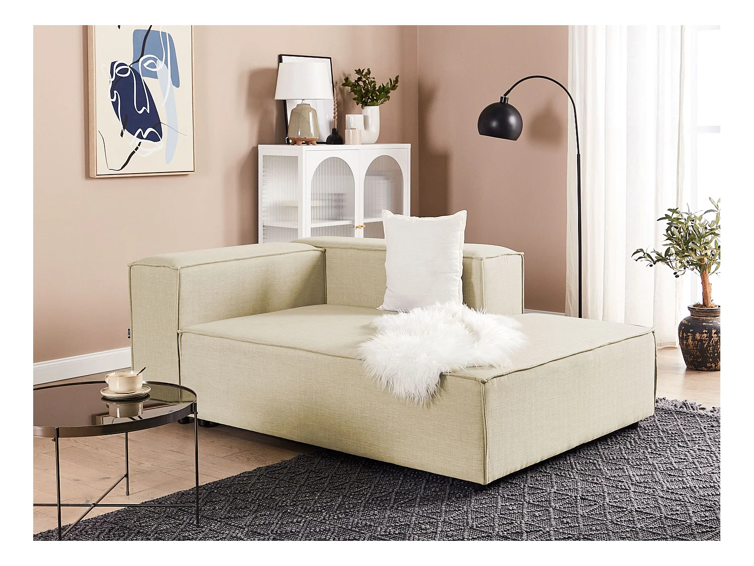 Chaise longue APRICA Lin synthétique Beige