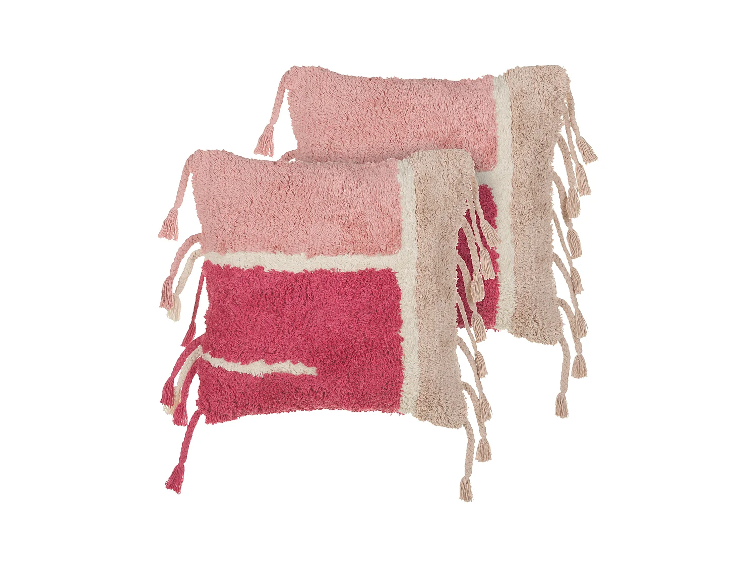 Dekokissen 2er Set BISTORTA Baumwolle 45 x 45 cm Rosa Geometrisches Muster