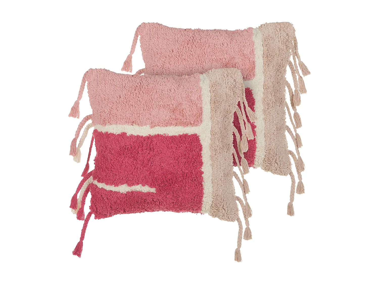 Lot de 2 coussins décoratifs BISTORTA Coton 45 x 45 cm Rose Motif géométrique