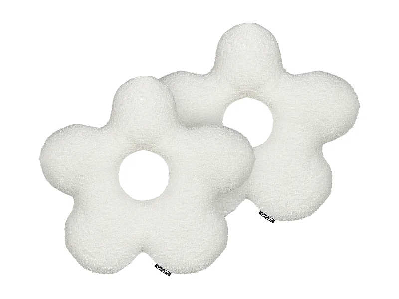 Conjunto de 2 almofadas decorativas CAMPONULA Bouclé 40 x 40 cm Branco creme Sólido