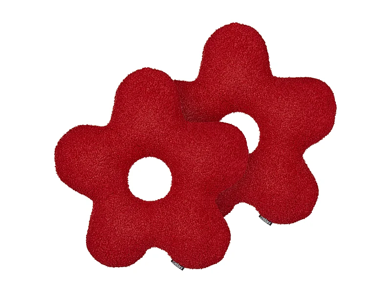 Lot de 2 coussins décoratifs CAMPONULA Bouclé 40 x 40 cm Rouge Unicolore