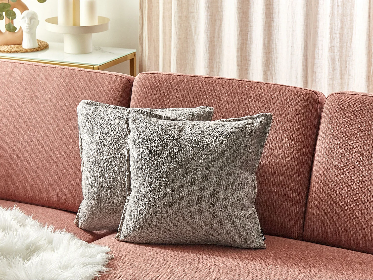 Dekokissen 2er Set mit Füllung Biese Teddy-Optik beige 45x45 cm modern Senecia