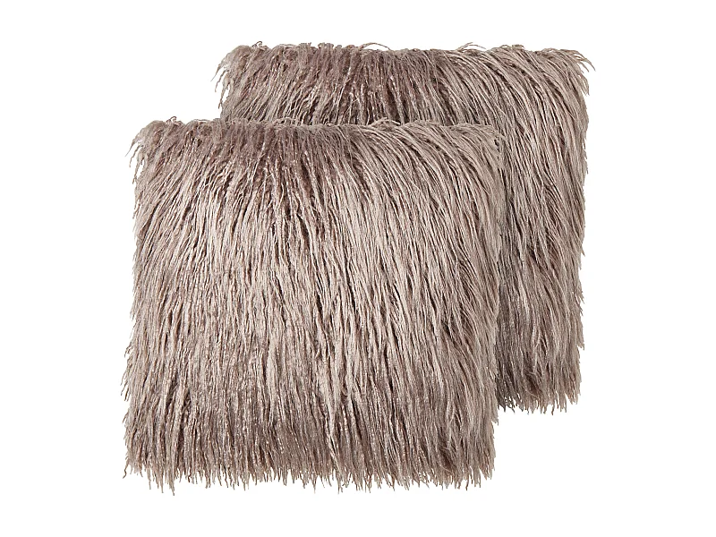 Dekokissen 2er Set COROKIA Webpelz 45 x 45 cm Beige Ohne Muster