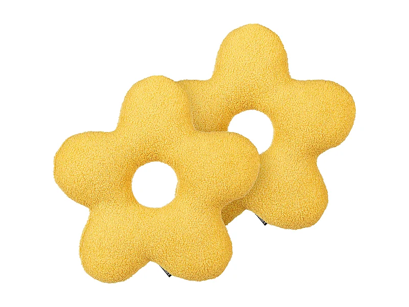 Lot de 2 coussins décoratifs CAMPONULA Bouclé 40 x 40 cm Jaune Unicolore