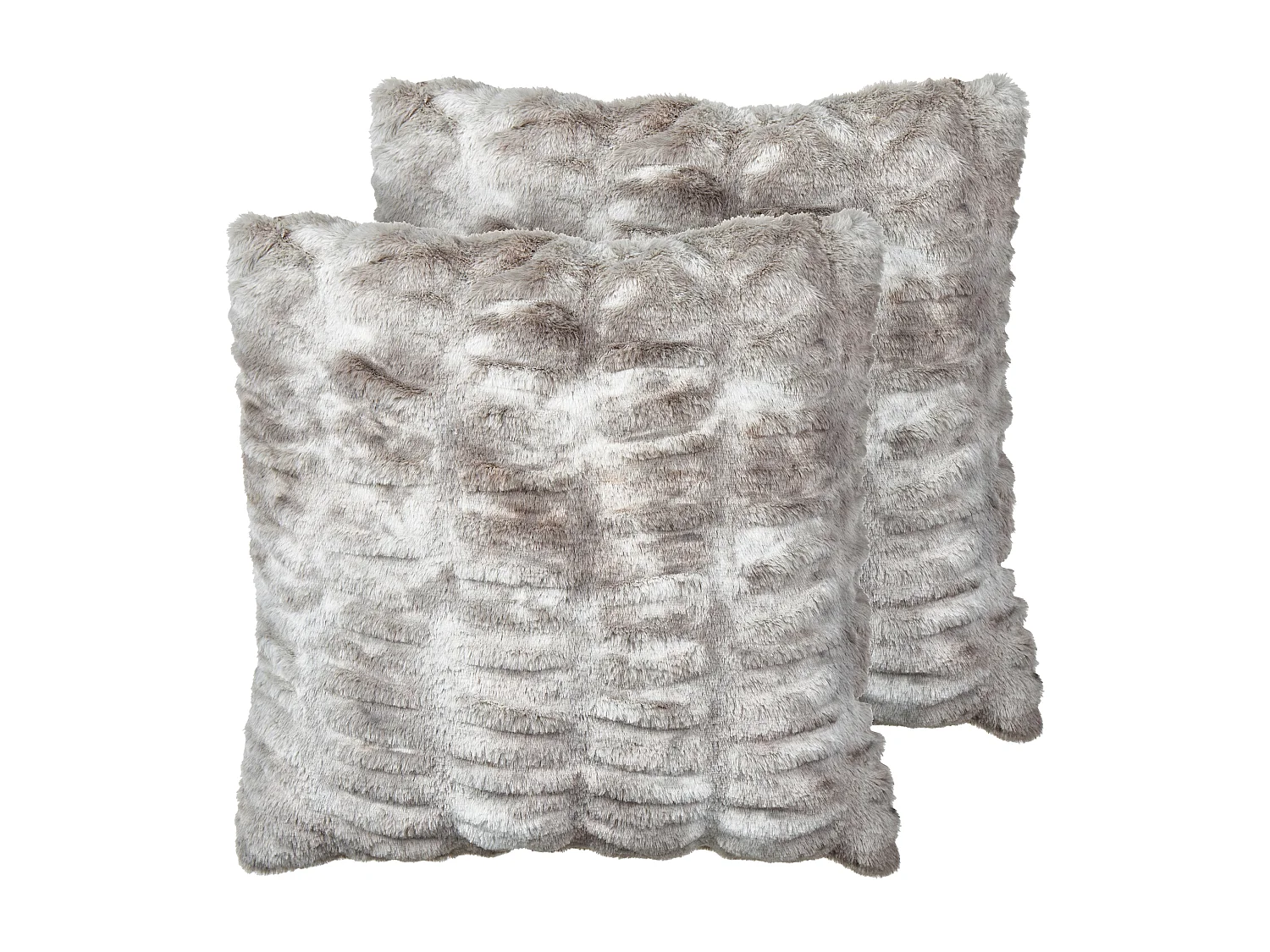 Lot de 2 coussins décoratifs MACODES Fourrure synthétique 45 x 45 cm Gris Unicolore