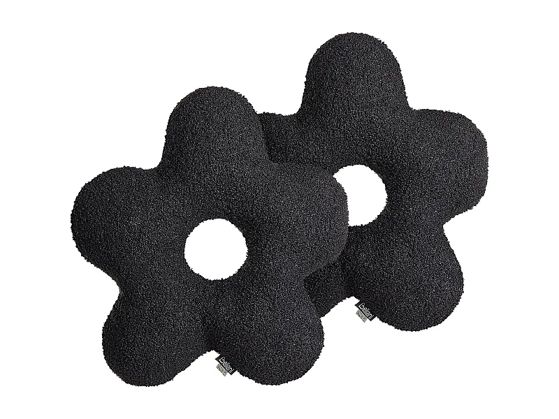 Conjunto de 2 cojines decorativos CAMPONULA Bouclé 40 x 40 cm Negro Liso
