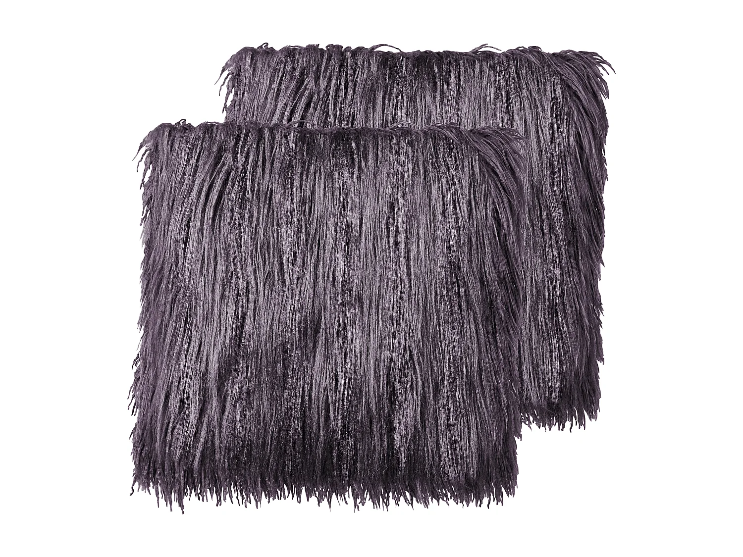 Lot de 2 coussins décoratifs COROKIA Fourrure synthétique 45 x 45 cm Gris foncé Unicolore