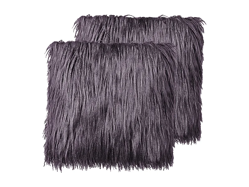 Lot de 2 coussins décoratifs COROKIA Fourrure synthétique 45 x 45 cm Gris foncé Unicolore