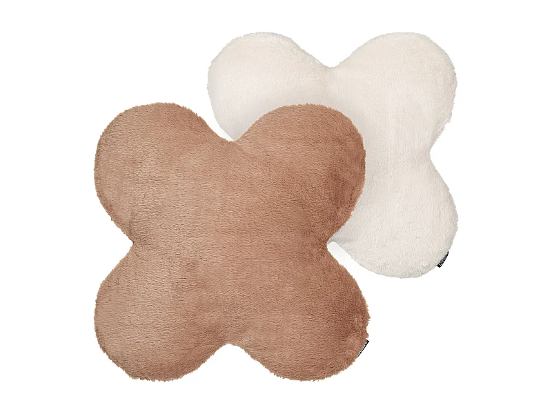 Lot de 2 coussins décoratifs ACHILLEA Fourrure synthétique 54 x 54 cm Beige Unicolore
