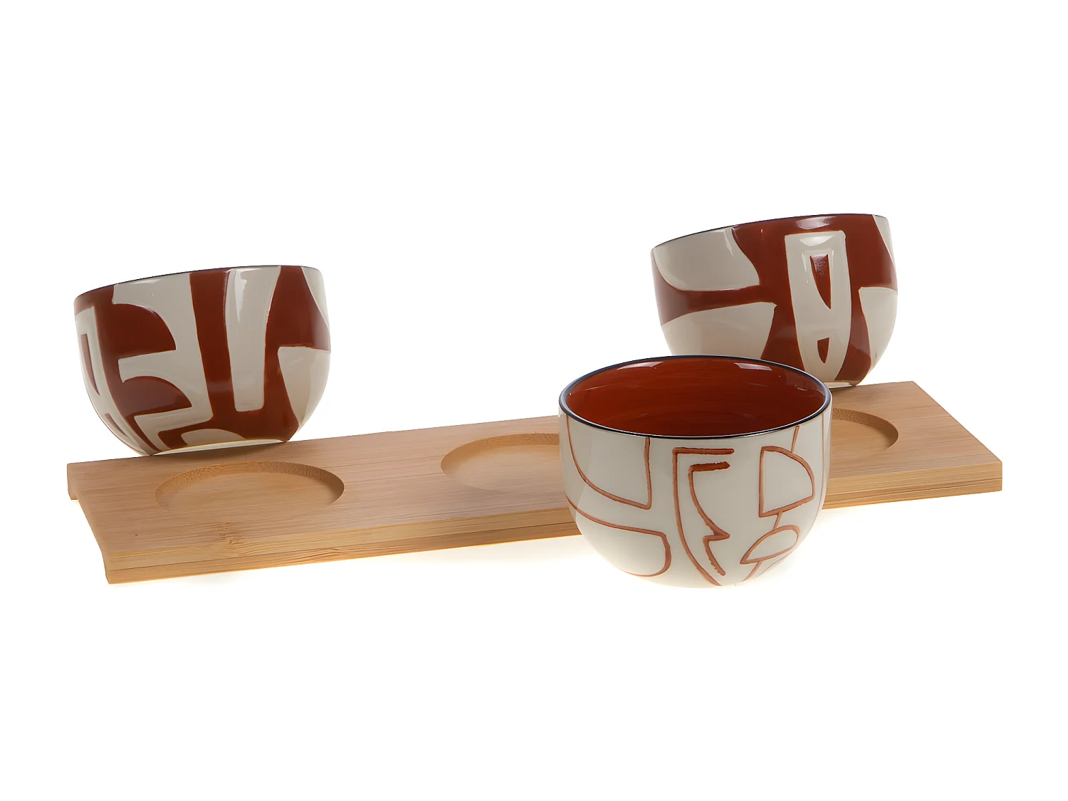 Plateau et ses 3 bols Ambre