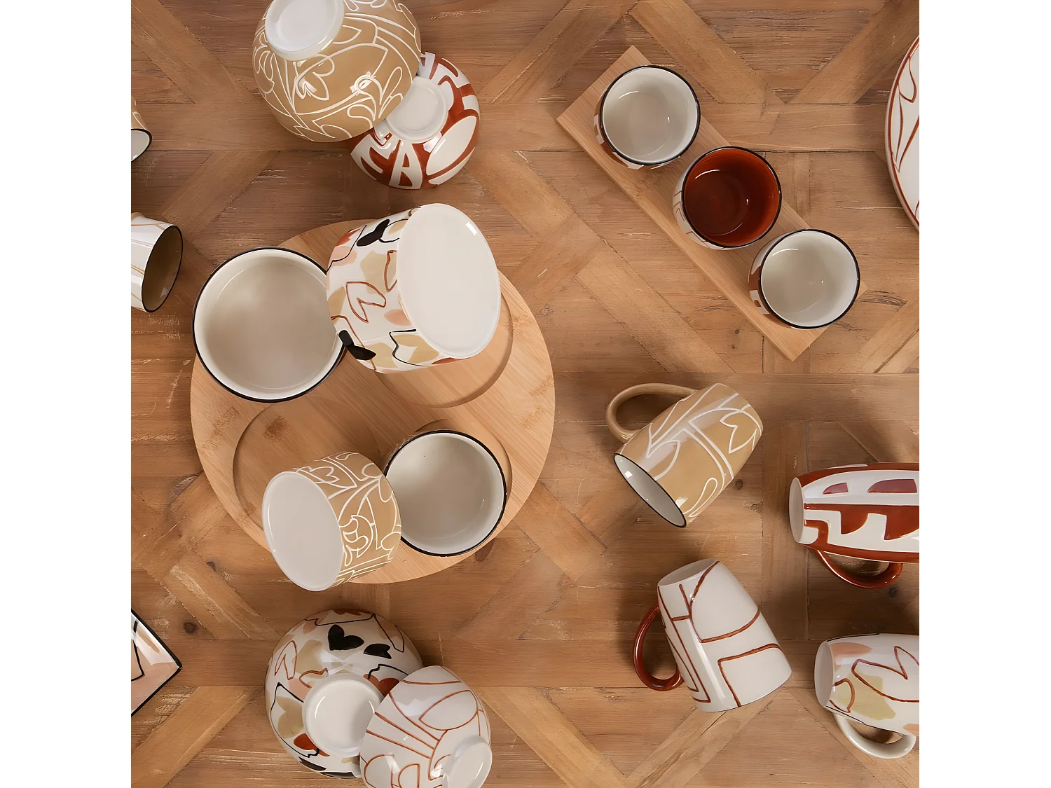 Plateau et ses 3 bols Ambre