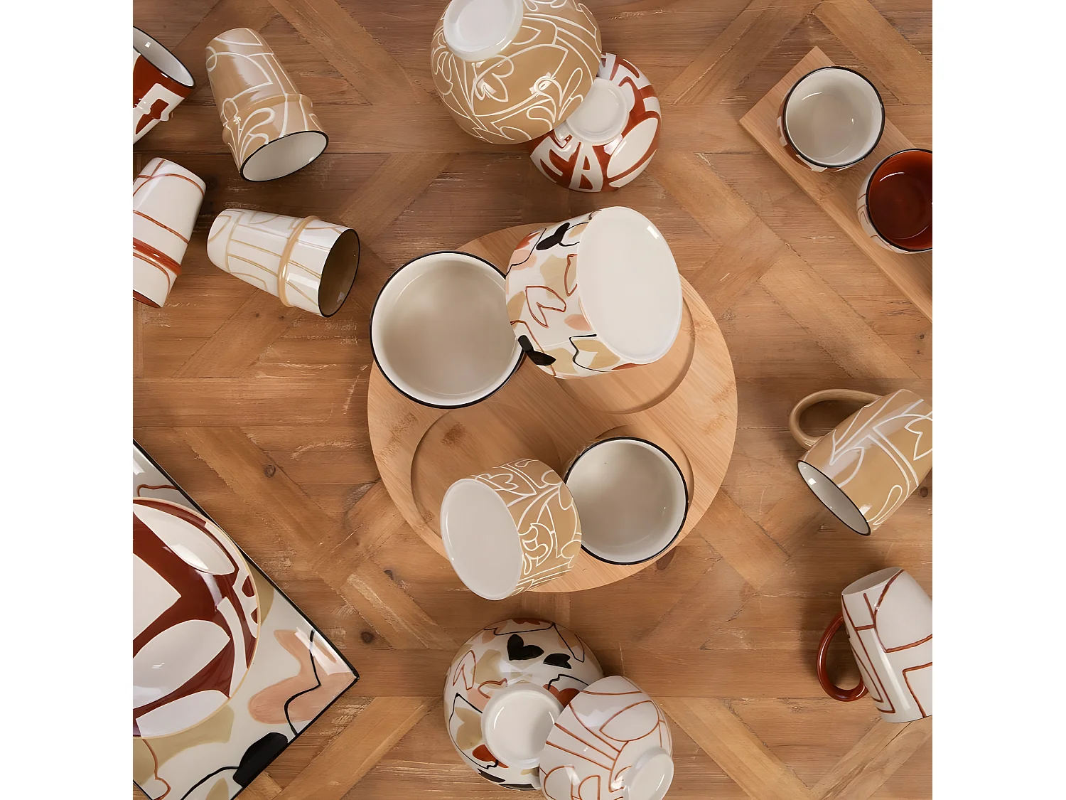 Service apéritif tournant Ambre et ses 4 bols